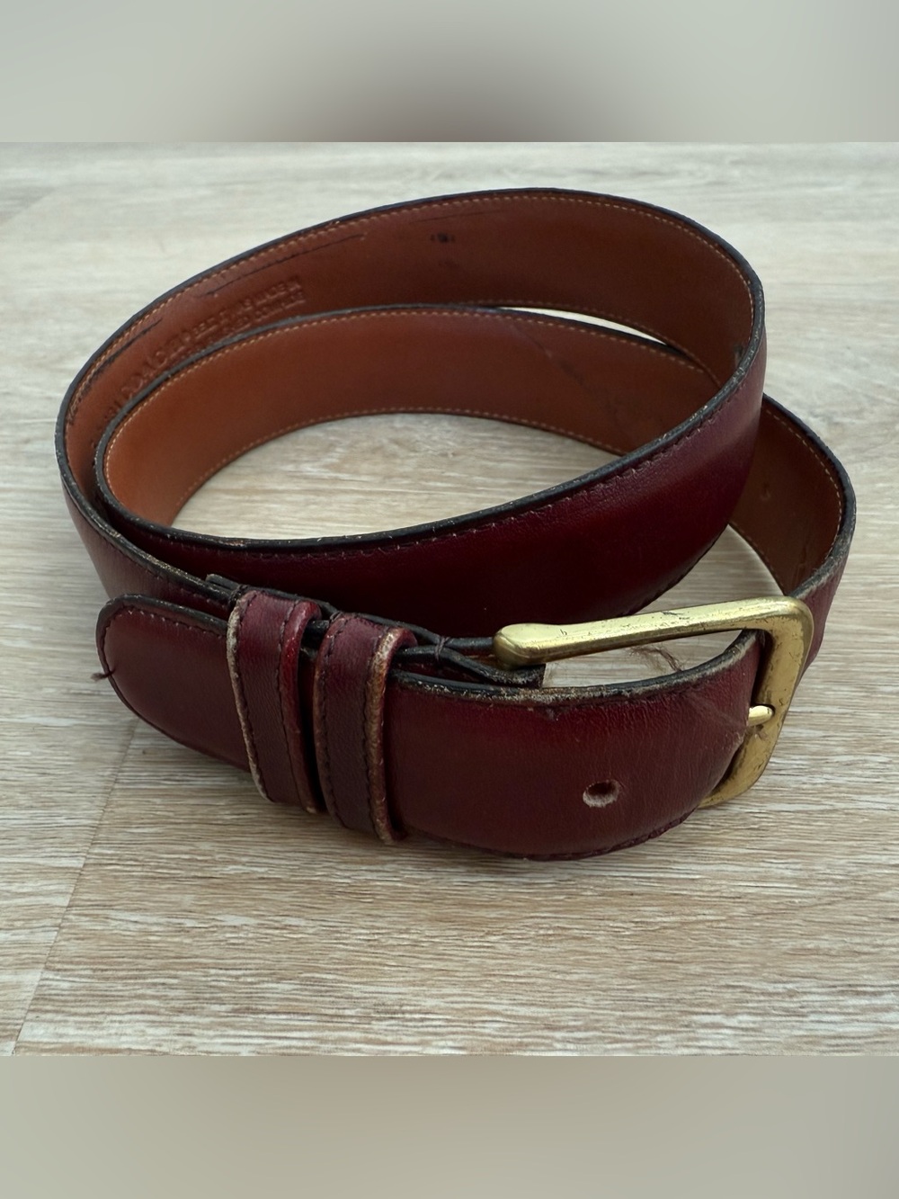 Coach burgundy leather cowhide belt with brass buckle size 32